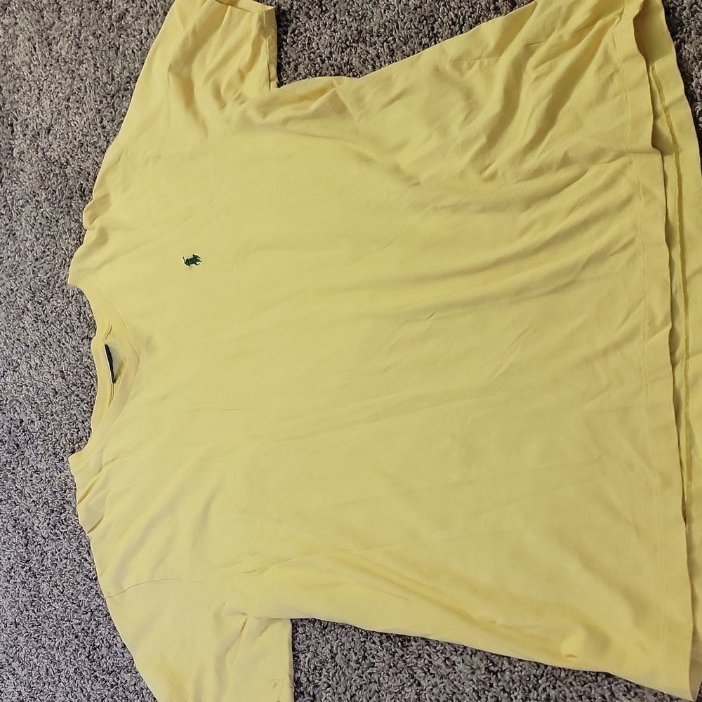 XL Yellow Polo Ralph Lauren V neck green logo